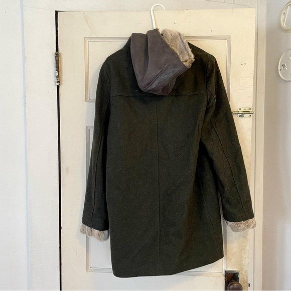 Green Bass wool coat, fur lining - Picture 3 of 7